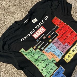 Marvel Black T-Shirt with Colorful Periodic Table Design